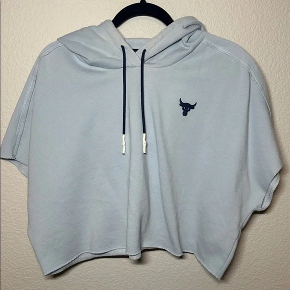Under Armour project rock short sleeve hoodie blue small - Picture 4 of 7